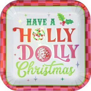 Dolly Parton Holly Dolly Christmas 9" Square Paper Plates 8ct Multicolor New